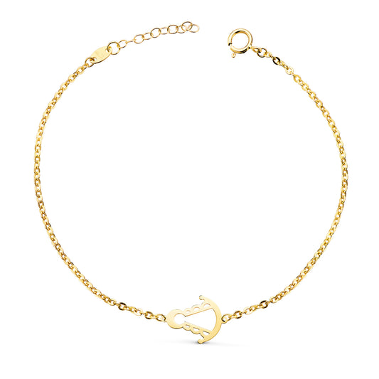 Pulsera Silueta Virgen Rocio 14 x 11 mm. Largo: 15+2 cm de oro amarillo 18K