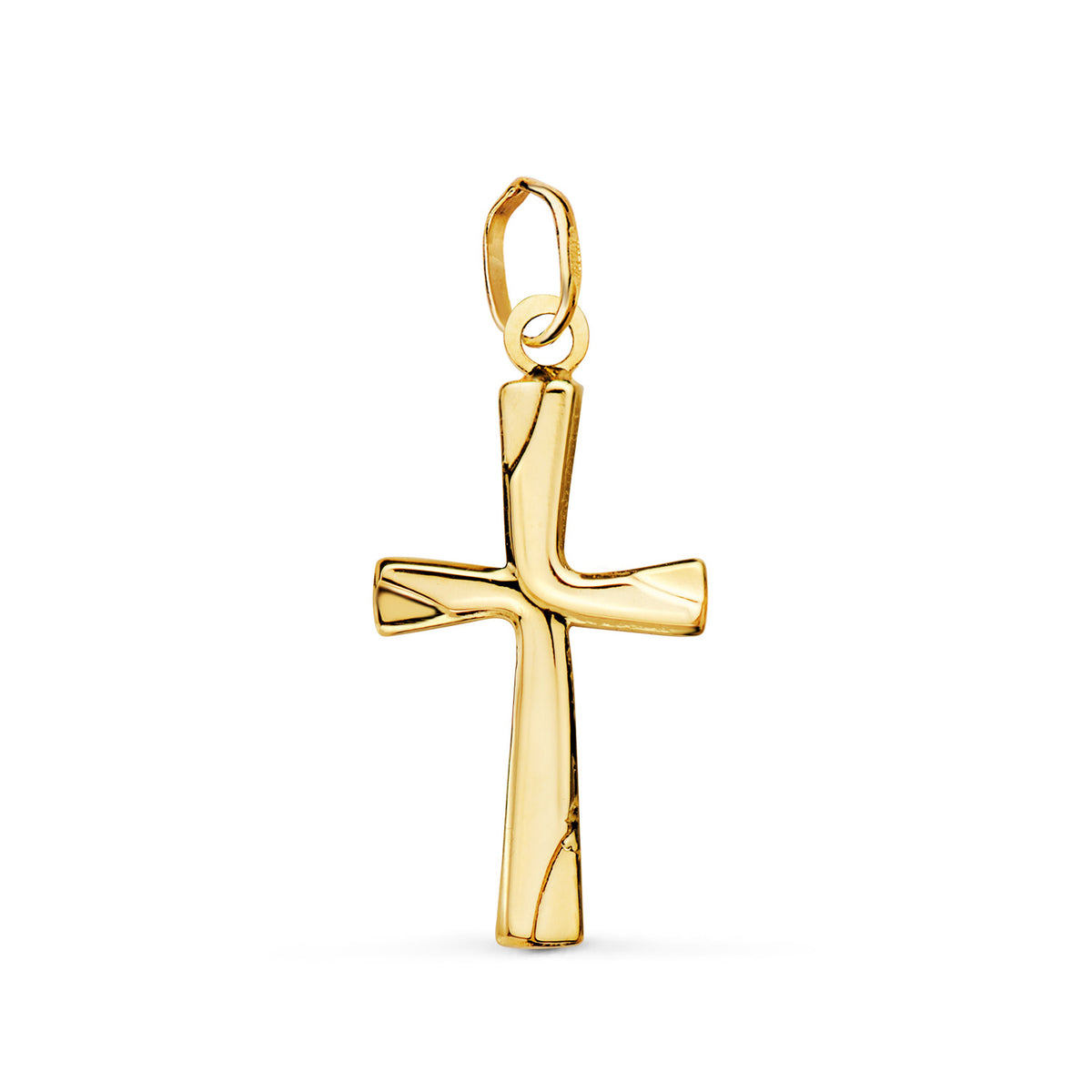 Cruz Lisa en Brillo Hueca 21 x 12 mm de oro amarillo 18K