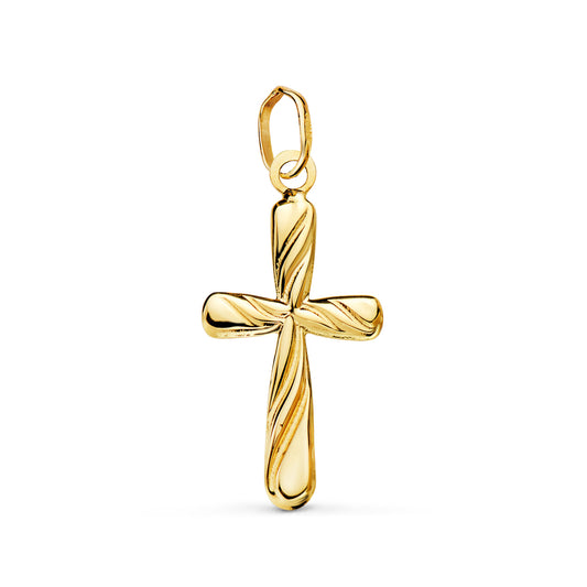 Cruz Lisa en Brillo Hueca 20 x 12 mm de oro amarillo 18K