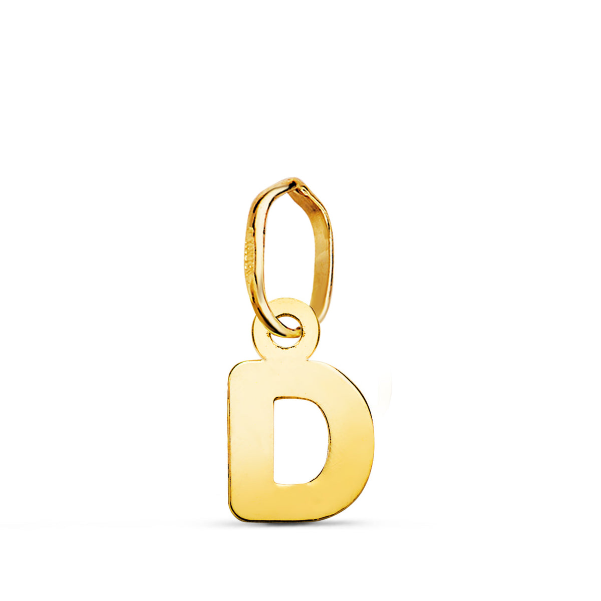 Colgante Letra " D " Brillo. 8 x 5 mm de oro amarillo 18K