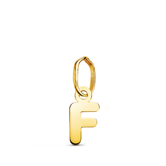 Colgante Letra " F " Brillo. 8,4 x 4,2 mm de oro amarillo 18K