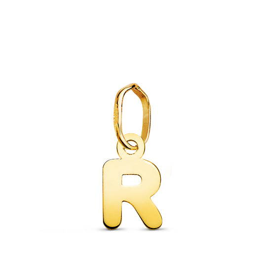 Colgante Letra " R " Brillo. 8,3 x 5 mm de oro amarillo 18K