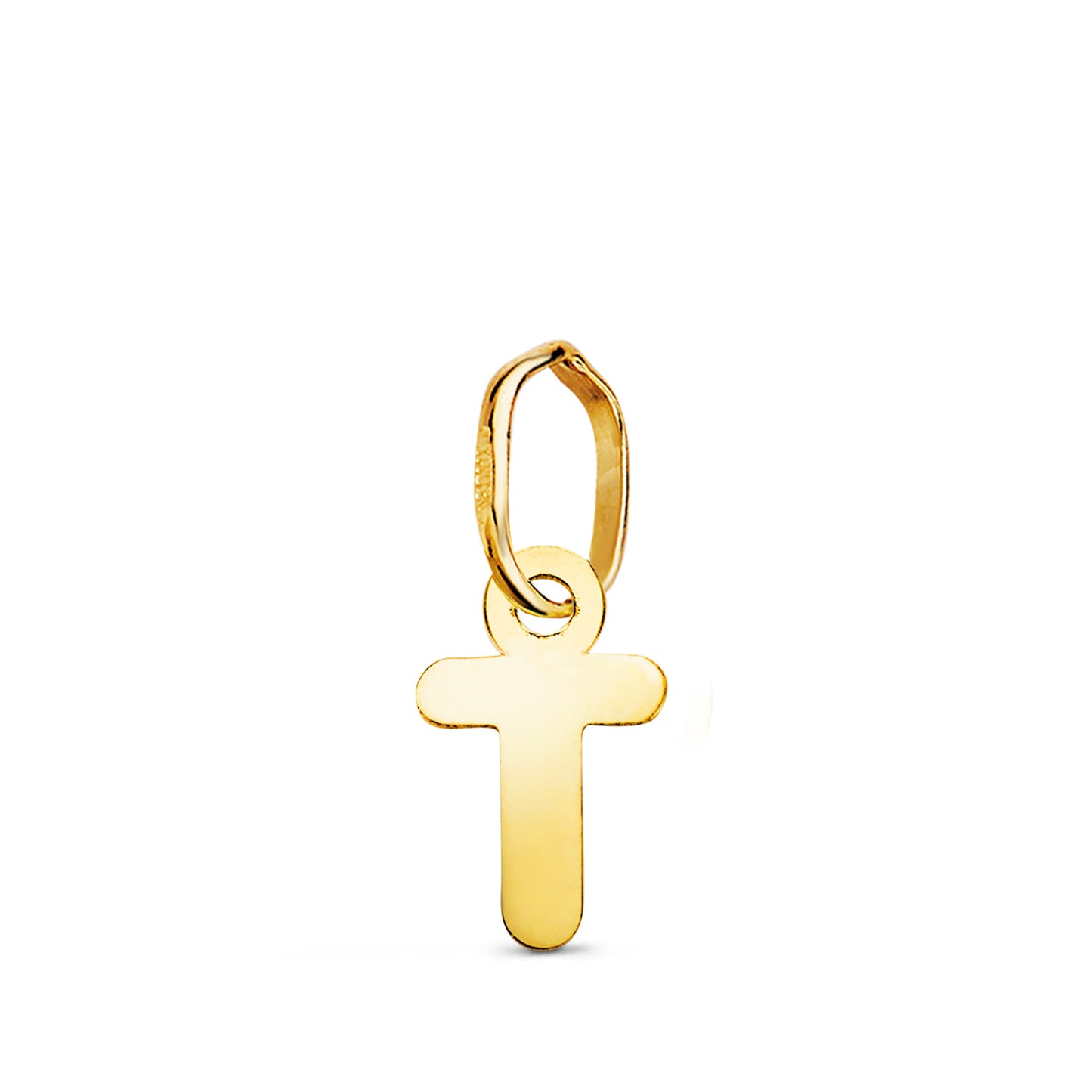 18K COLGANTE ORO AMARILLO LETRA " T " BRILLO. 8.3 X 5 MM