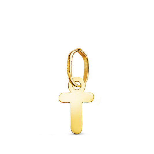Colgante Letra " T " Brillo. 8,3 x 5 mm de oro amarillo 18K