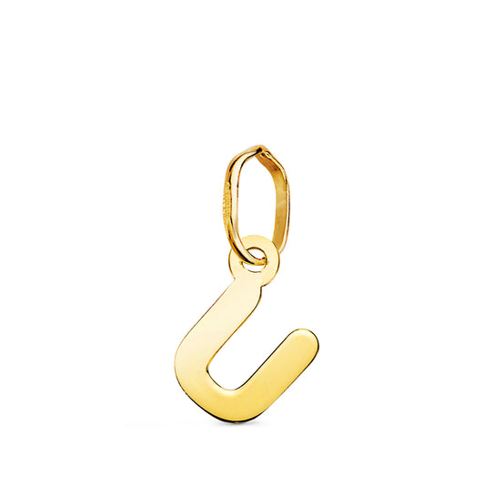 Colgante Letra " U " Brillo. 9 x 6 mm de oro amarillo 18K