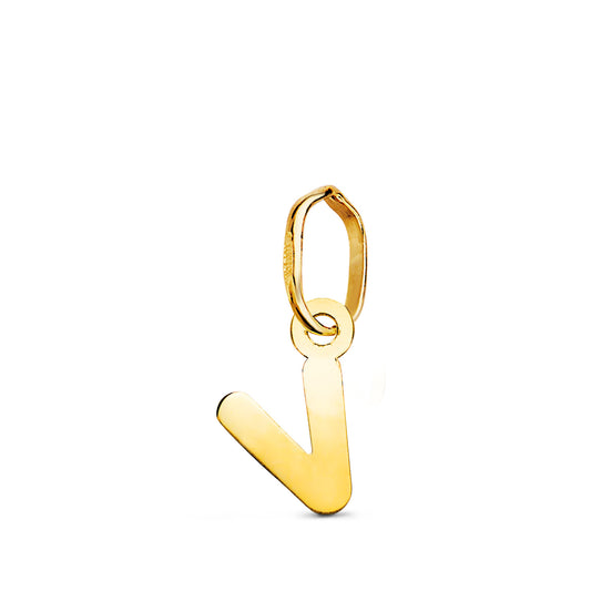 Colgante Letra " V " Brillo. 8,5 x 5,3 mm de oro amarillo 18K