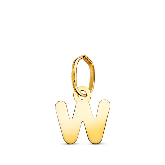 Colgante Letra " W " en Brillo. 8 x 4,5 mm de oro amarillo 18K