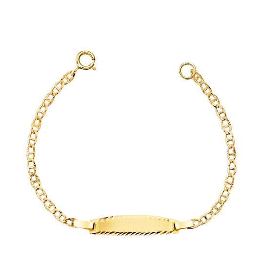 Esclava Ancla Textura Maciza 2 mm. Placa Chapa: 19 x 4 mm. Largo 11,5 cm de oro amarillo 18K