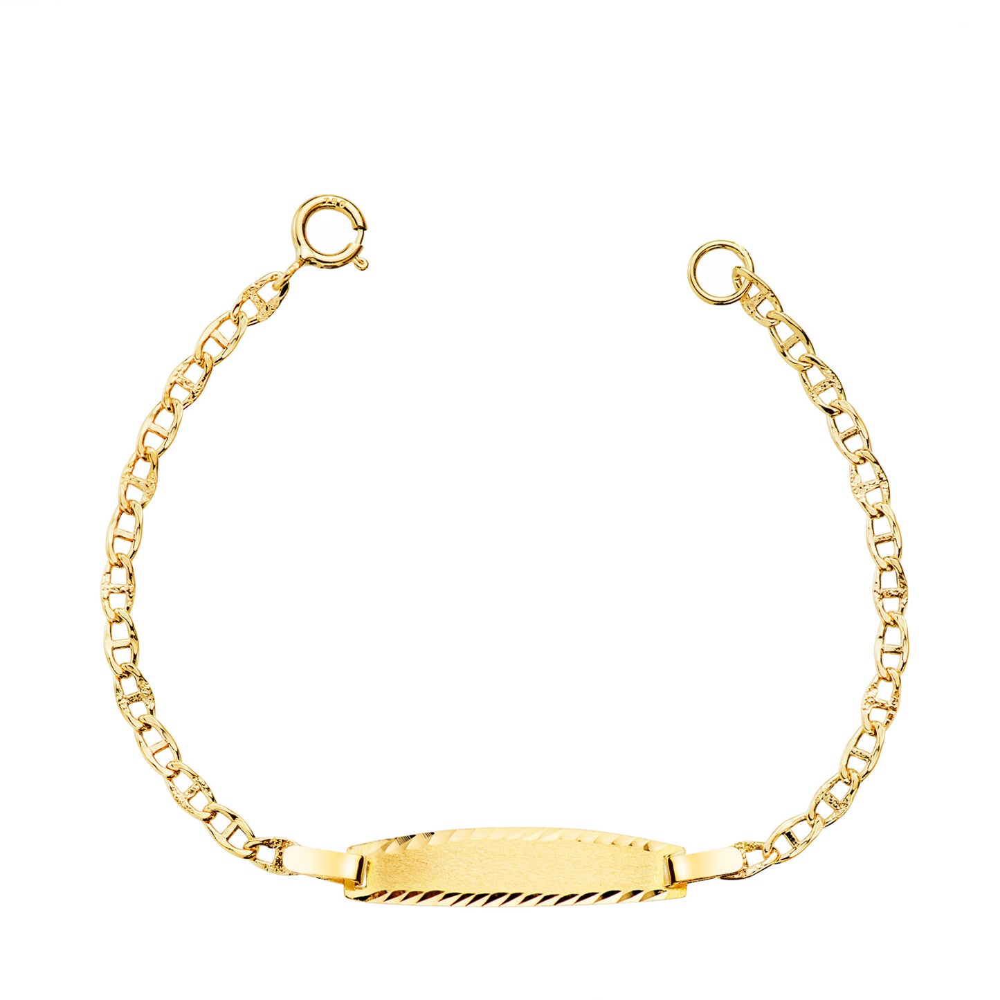 18K ESCLAVA ORO AMARILLO ANCLA TEXTURA MACIZA 2MM. PLACA CHAPA: 19X4MM. LARGO 11,5 CM