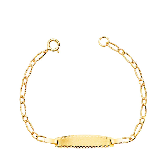 Esclava Cartier 1x1 Eslabon con Textura. Ancho: 1,5 mm. Placa Chapa: 19 x 4 mm. Largo 12 cm de oro amarillo 18K
