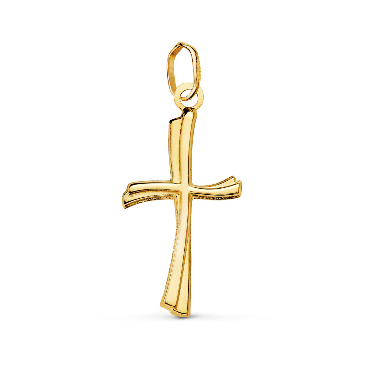 Cruz Lisa en Brillo Hueca 21 x 12 mm de oro amarillo 18K