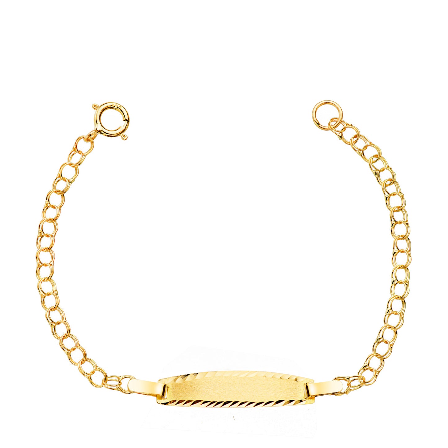 18K ESCLAVA ORO AMARILLO HUNGARA. ANCHO: 2MM. PLACA CHAPA: 19X4MM. LARGO 11.5 CM