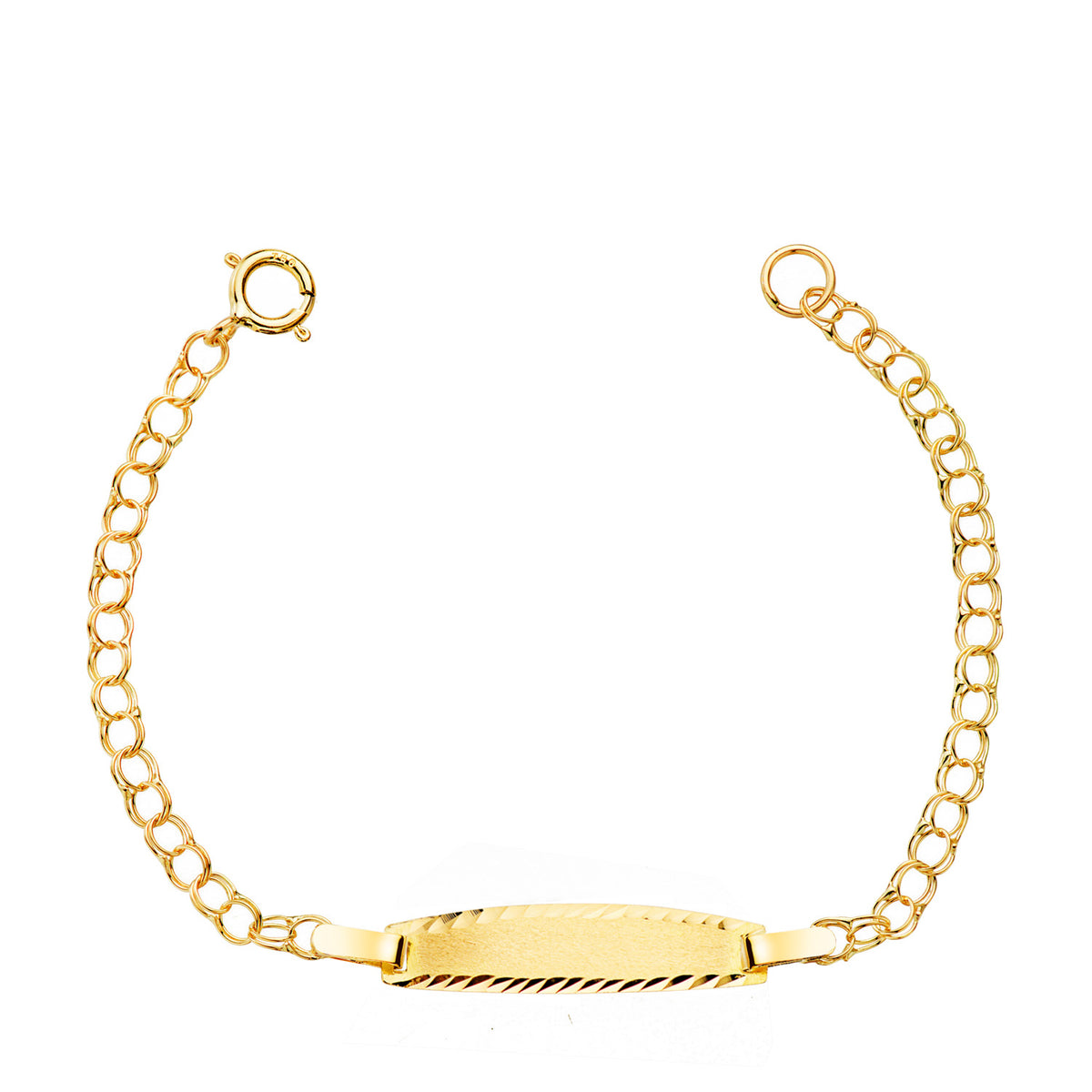 Esclava Hungara. Ancho: 2 mm. Placa Chapa: 19 x 4 mm. Largo 11,5 cm de oro amarillo 18K