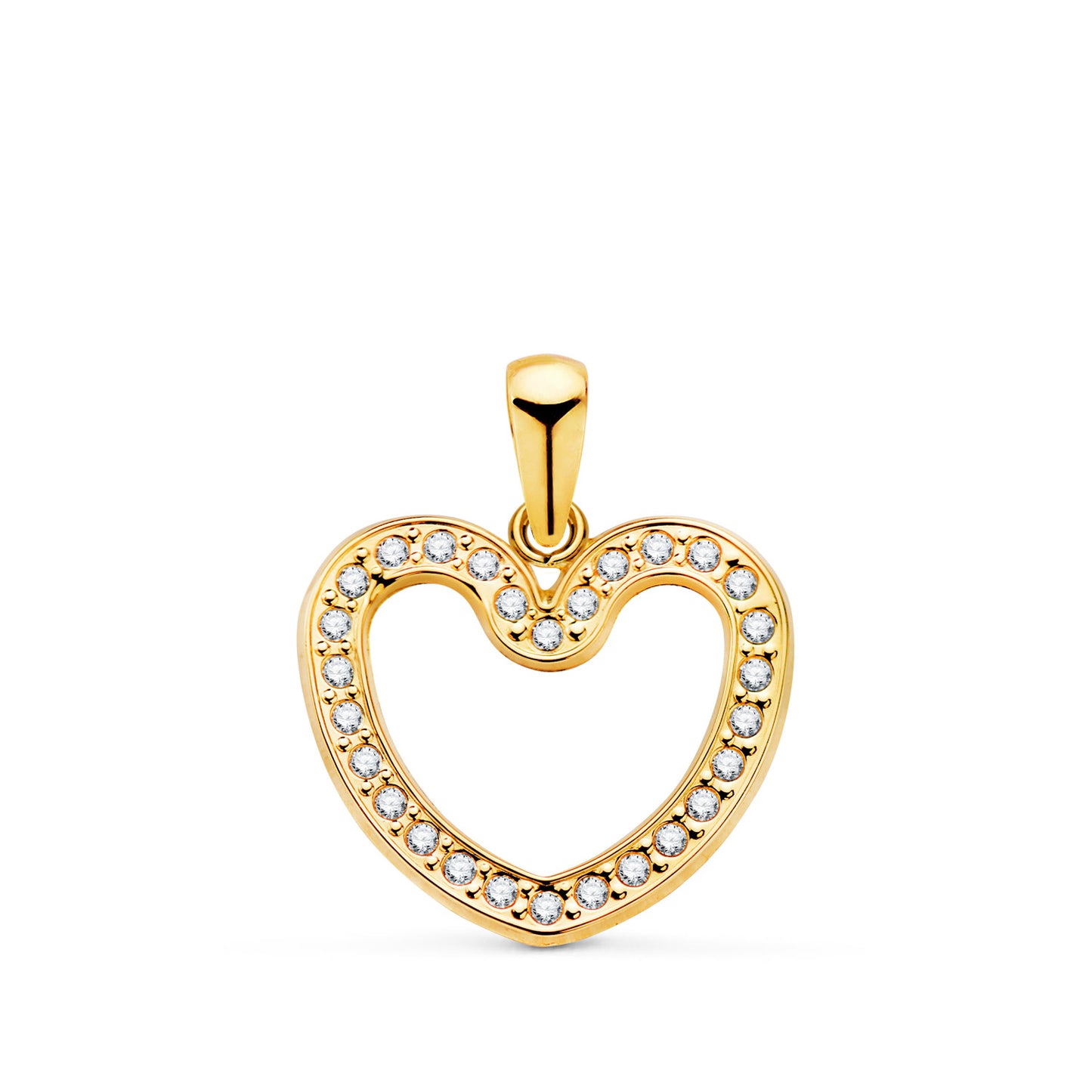 18K COLGANTE ORO AMARILLO CORAZON CERCO CON CIRCONITA 16X14,5 MM C. AMOR
