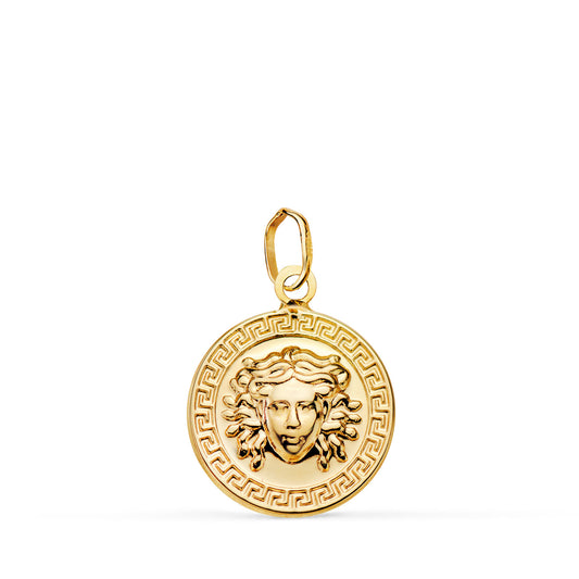 Medalla Medusa Greca en Brillo. Medida: 15 mm de oro amarillo 18K