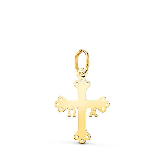 Colgante Cruz de Covadonga O Victoria Silueta en Brillo. 18 x 13 mm de oro amarillo 18K