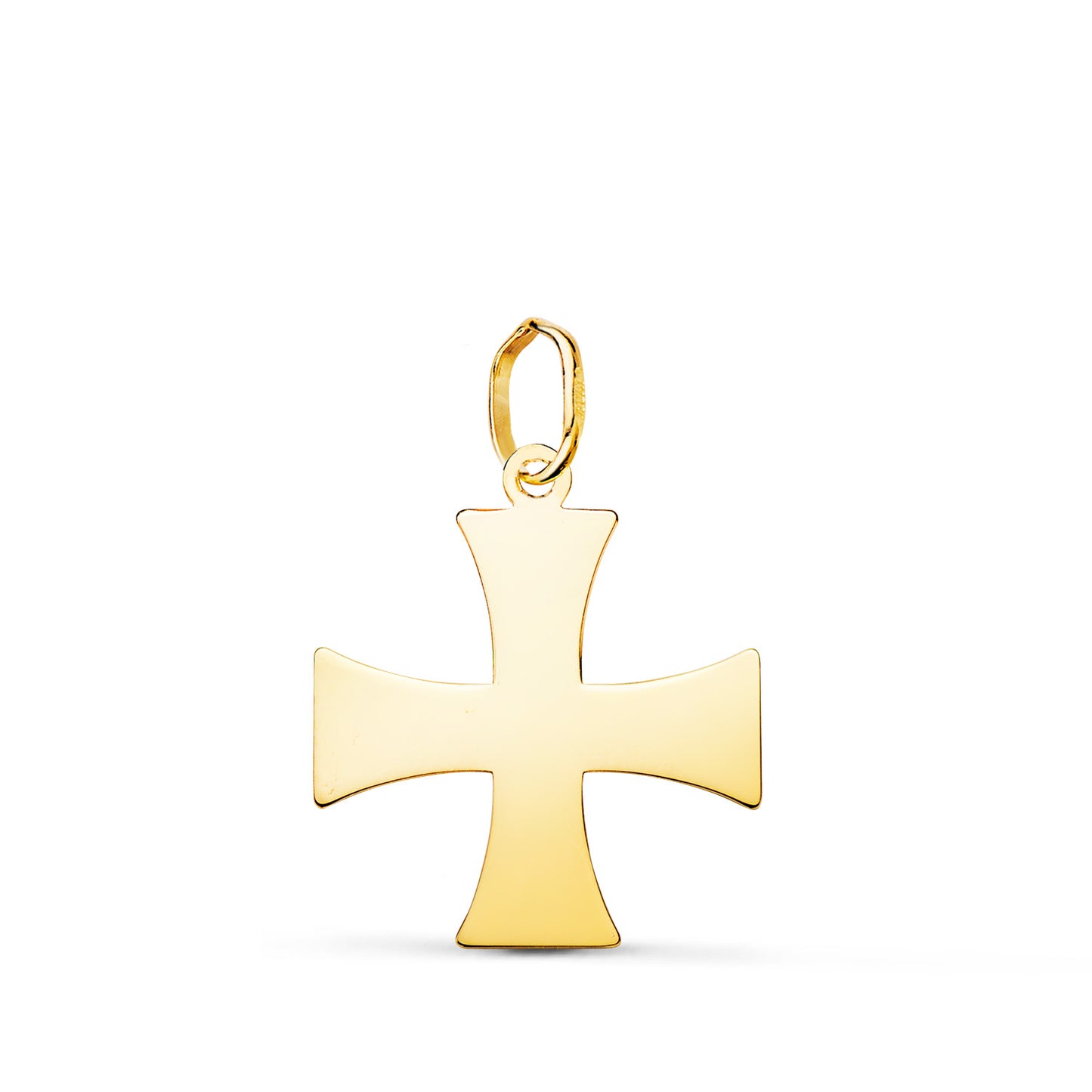 18K COLGANTE ORO AMARILLO CRUZ TEMPLARIA SILUETA EN BRILLO. 18 X 16 MM
