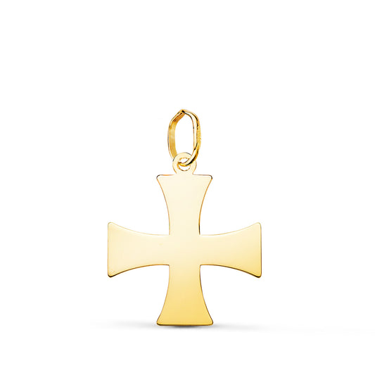Colgante Cruz Templaria Silueta en Brillo. 18 x 16 mm de oro amarillo 18K