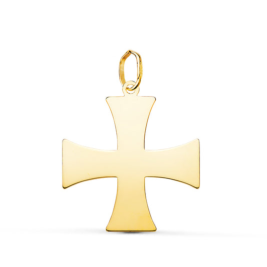 Colgante Cruz Templaria Silueta en Brillo. 22 x 20 mm de oro amarillo 18K