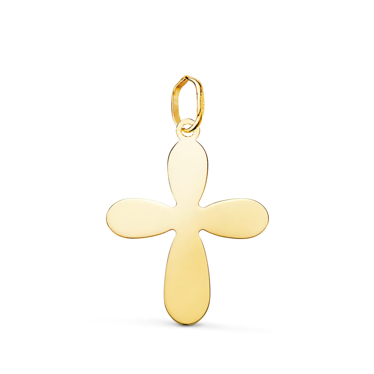 Colgante Cruz del Bautismo Silueta en Brillo. 22 x 17 mm de oro amarillo 18K