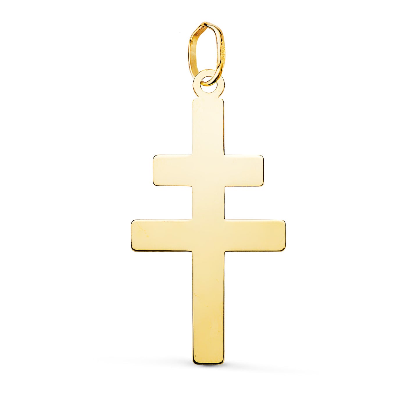 18K COLGANTE ORO AMARILLO CRUZ CARAVACA EN BRILLO. 28 X 14 MM