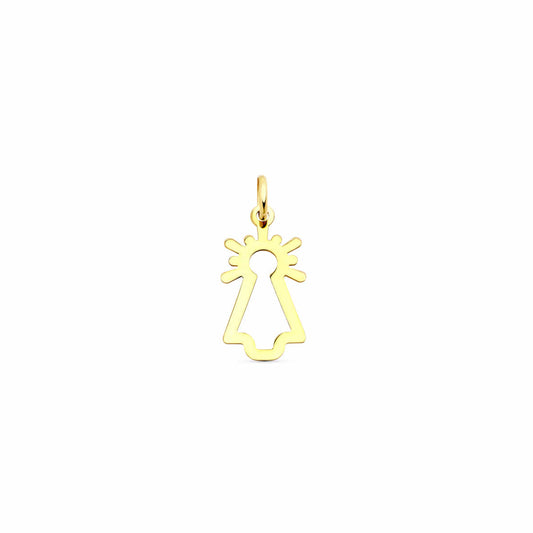 18K COLGANTE ORO AMARILLO VIRGEN DEL PILAR SILUETA BRILLO. MEDIDA: 20X10 MM