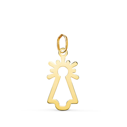Colgante Virgen del Pilar Silueta Brillo. Medida: 20 x 10 mm de oro amarillo 18K