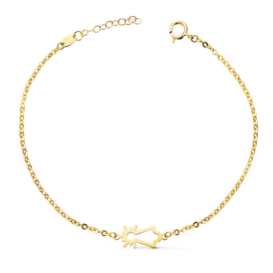 Pulsera Silueta Virgen Pilar 15 x 6 mm. Largo: 17-3 cm de oro amarillo 18K