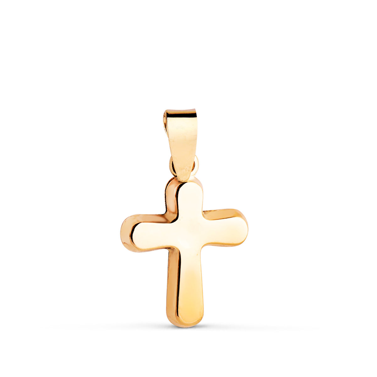 Cruz Lisa en Brillo. Medida: 14 x 10 mm de oro amarillo 18K