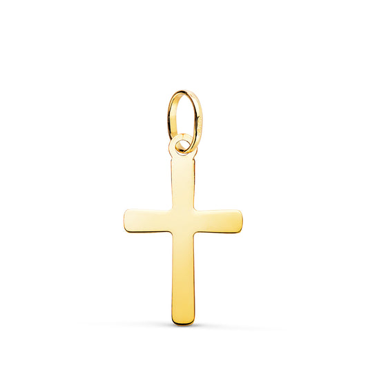 Colgante Cruz Lisa en Brillo. 20 x 12,5 mm de oro amarillo 18K