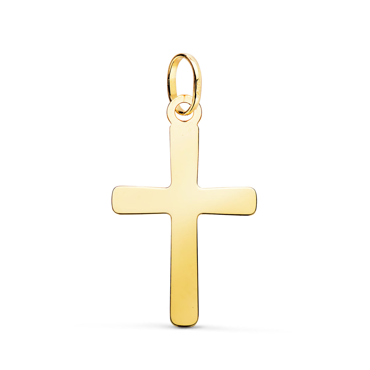 Colgante Cruz Lisa en Brillo. 24 x 15 mm de oro amarillo 18K