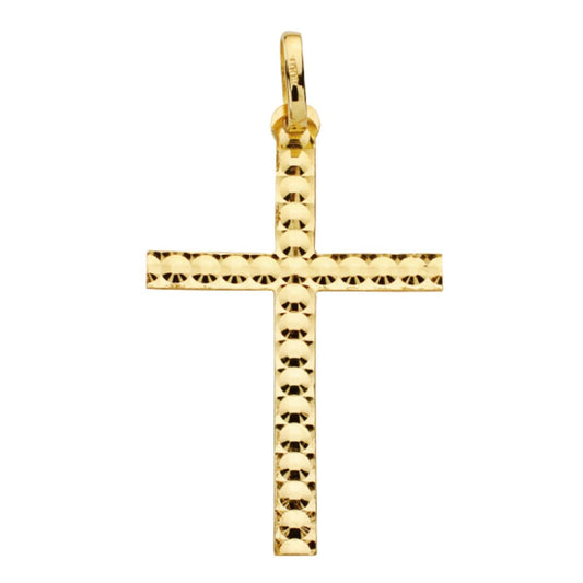 9K CRUZ ORO AMARILLO SIN CRISTO TALLADA DIAMANTADA. MEDIDA: 30X20 MM