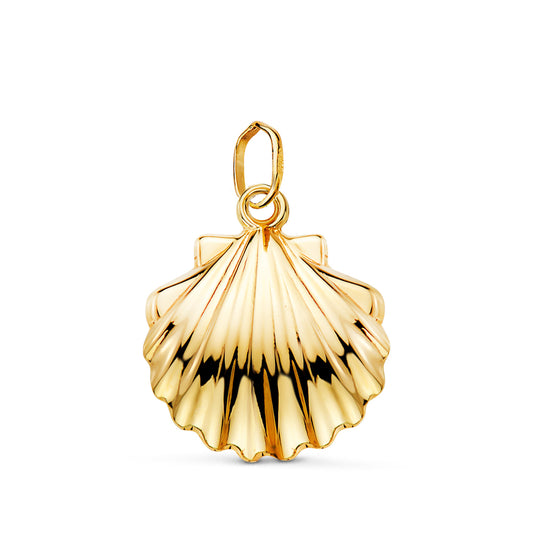 Colgante Concha de Santiago en Brillo. Medida: 20 x 17,5 mm de oro amarillo 18K