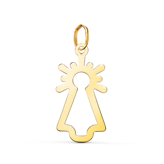 Colgante Virgen del Pilar Silueta Brillo. Medida: 22 x 11 mm de oro amarillo 18K