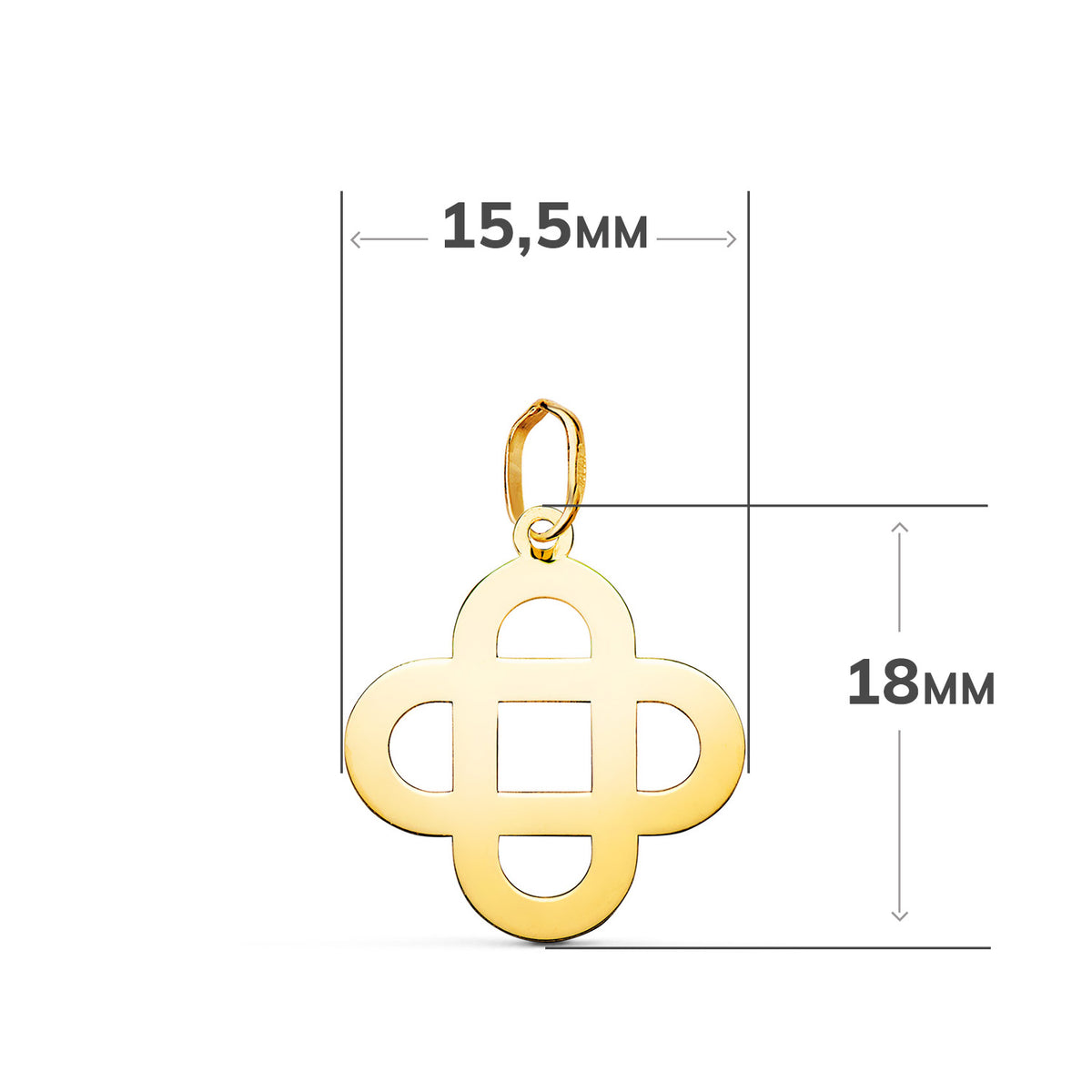Colgante Cruz Matrimonial en Brillo. Medida: 18 x 15,5 mm de oro amarillo 18K