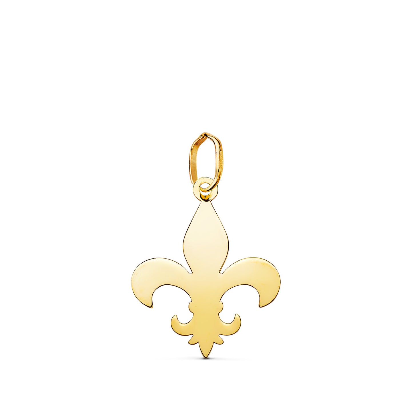 Colgante Cruz Flor de Lis en Brillo. Medida: 18 x 14 mm de oro amarillo 18K