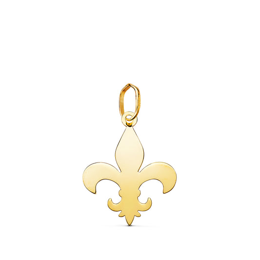 Colgante Cruz Flor de Lis en Brillo. Medida: 18 x 14 mm de oro amarillo 18K