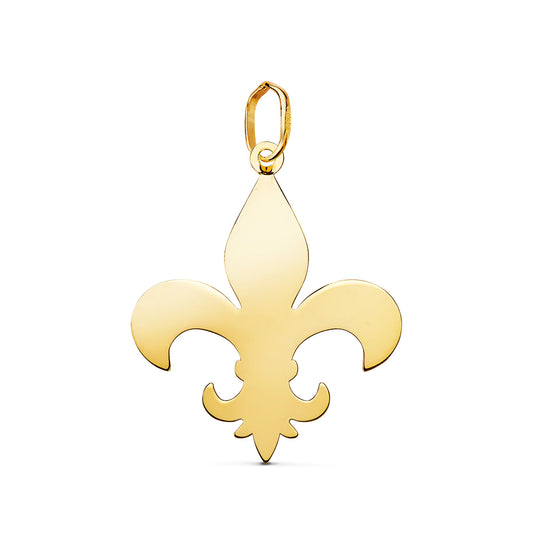 Colgante Cruz Flor de Lis en Brillo. Medida: 24 x 20 mm de oro amarillo 18K