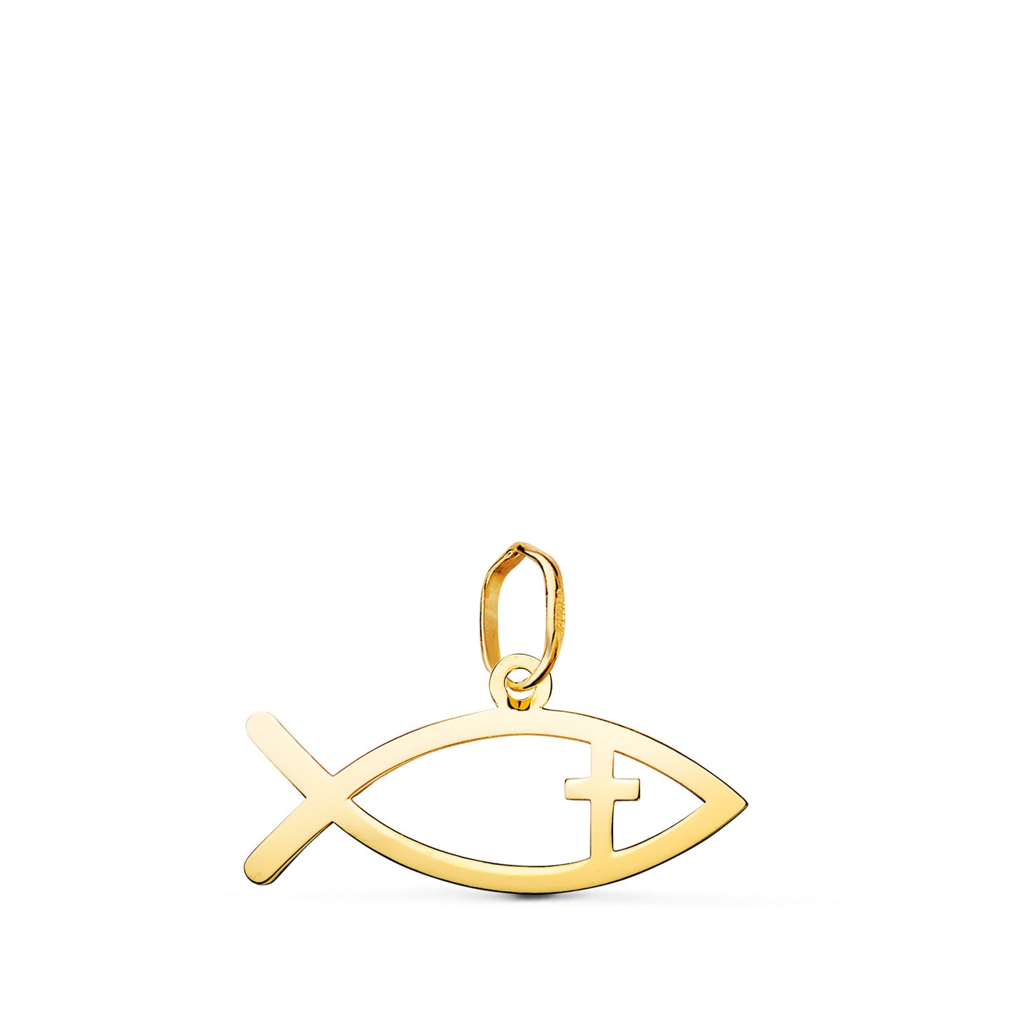 Colgante Pez de Los Cristianos en Brillo. Medida: 20 x 10 mm de oro amarillo 18K
