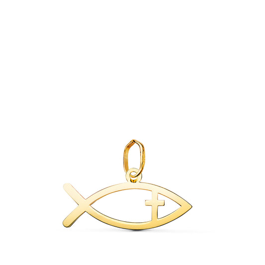 Colgante Pez de Los Cristianos en Brillo. Medida: 20 x 10 mm de oro amarillo 18K