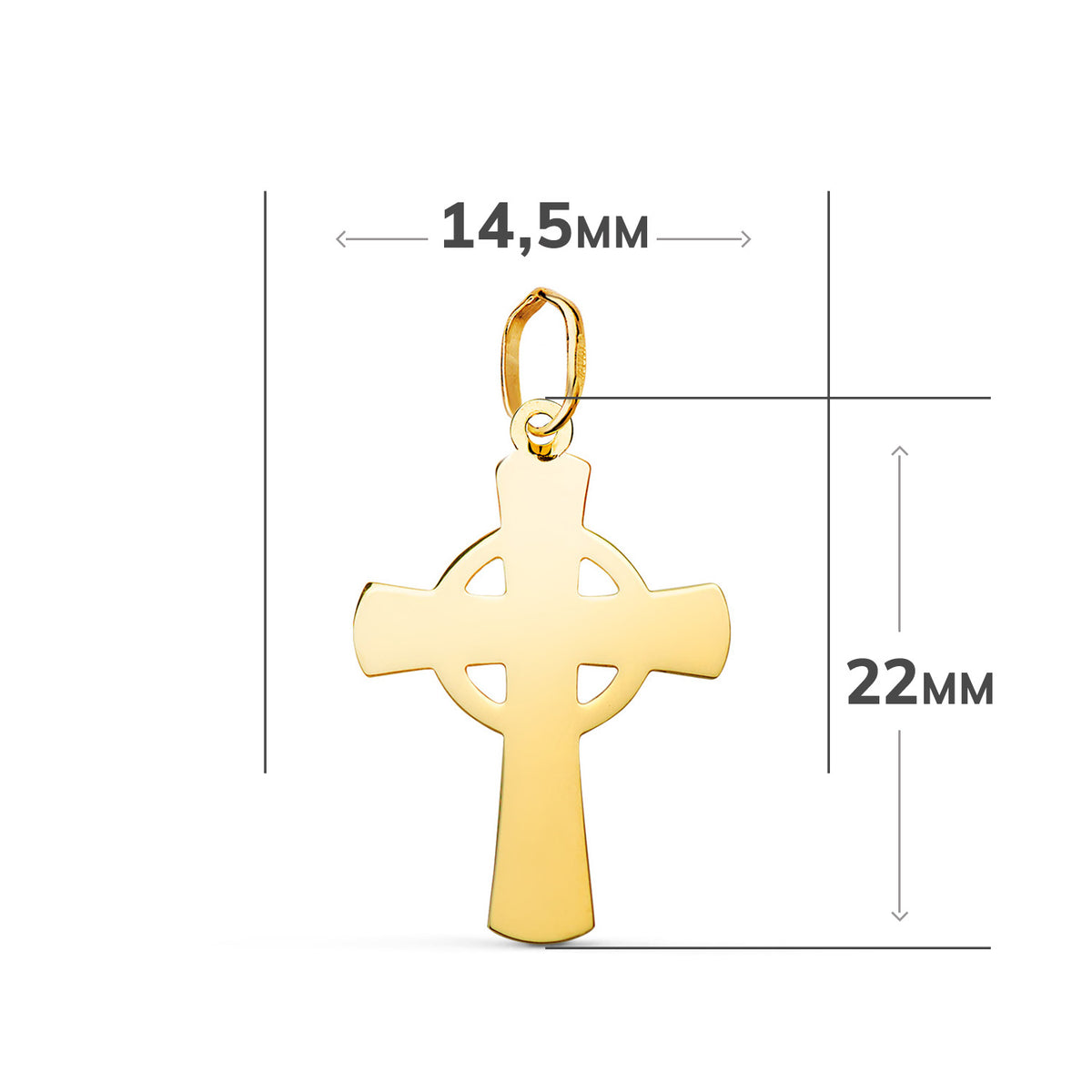 Colgante Cruz Celta en Brillo. Medida: 22 x 14,5 mm de oro amarillo 18K