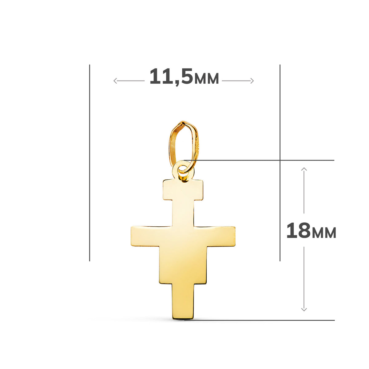 Colgante Cruz de San Damian en Brillo. Medida: 18 x 11,5 mm de oro amarillo 18K
