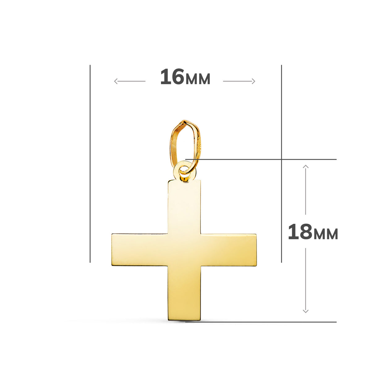 Colgante Cruz Griega en Brillo. Medida: 18 x 16 mm de oro amarillo 18K