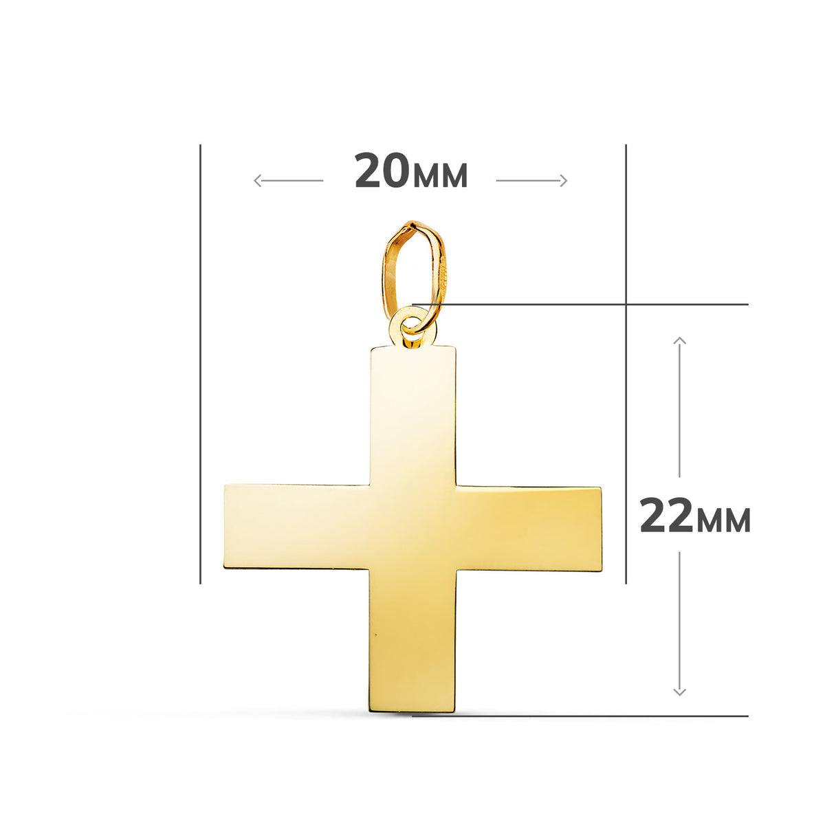 Colgante Cruz Griega en Brillo. Medida: 22 x 20 mm de oro amarillo 18K