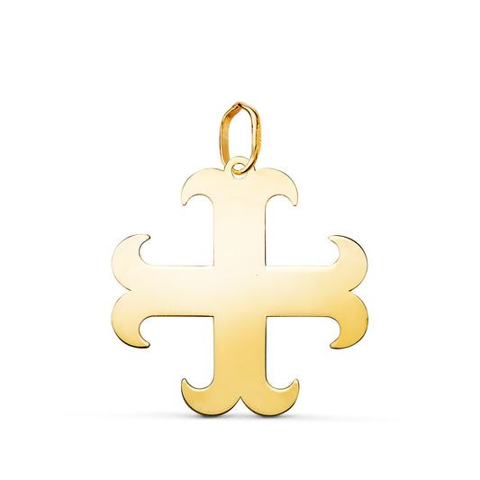 Colgante Cruz Anclada en Brillo. Medida: 21 x 20 mm de oro amarillo 18K