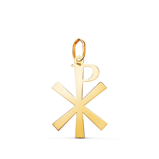 Colgante Cruz Crismon en Brillo. Medida: 22 x 14 mm de oro amarillo 18K