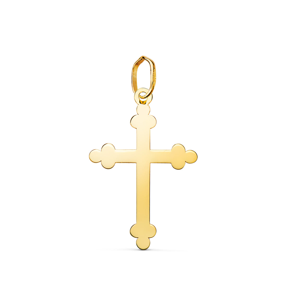 Colgante Cruz de la Trinidad en Brillo. Medida: 22 x 14 mm de oro amarillo 18K