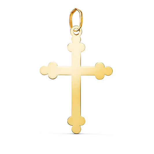Colgante Cruz de la Trinidad en Brillo. Medida: 27 x 18 mm de oro amarillo 18K