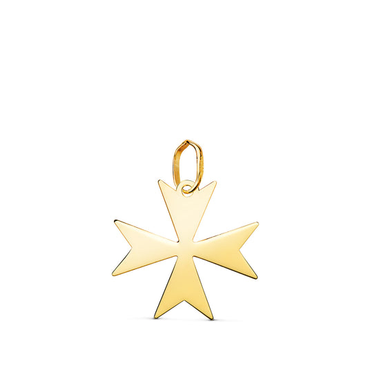 Colgante Cruz de Malta en Brillo. Medida: 16 x 16 mm de oro amarillo 18K