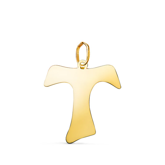 Colgante Cruz Tau de San Francisco en Brillo. Medida: 20,5 x 18,5 mm de oro amarillo 18K